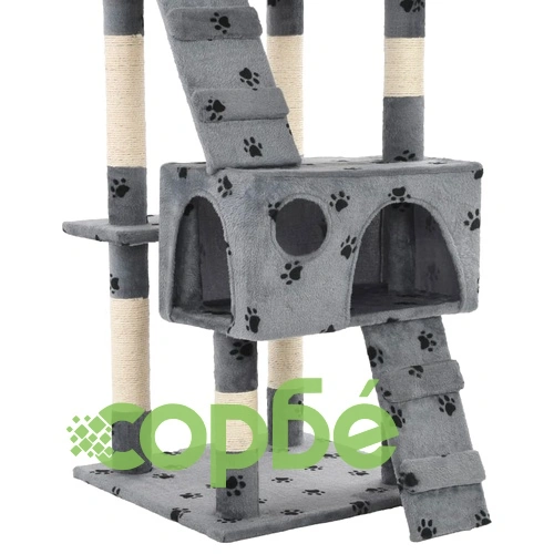 Котешко дърво със сизалени стълбове, 170 см, сиво, на лапички ➤ топ цена ➤ sorbe.bg