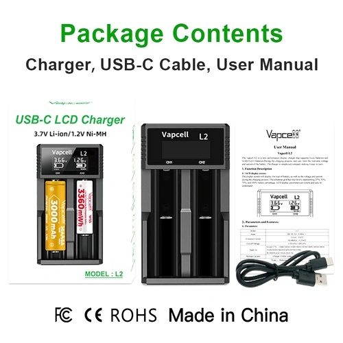 Зарядно устройство Vapcell L2 ➤ топ цена ➤ sorbe.bg