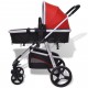 Бебешка количка 3-в-1, алуминиева, червено и черно