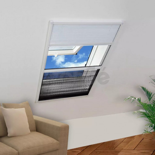 Алуминиев плисе комарник за прозорци със сенник, 60x80 см 