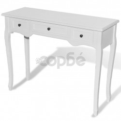 Конзолна маса с 3 чекмеджета, бяла