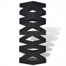 Квадратна стойка за бастуни и чадъри, стомана, черна, 48.5 см