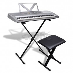 Електрически синтезатор с 61 клавиша + комплект от стойка и стол