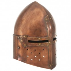 Средновековен рицарски шлем антик реплика ЛАРП цвят мед стомана