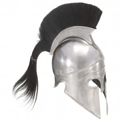 Гръцки военен шлем, антична реплика, ЛАРП, сребрист, стомана