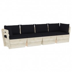 Градински 4-местен палетен диван възглавници импрегниран смърч
