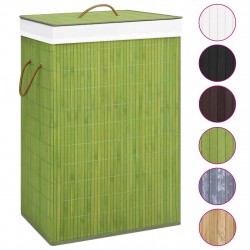 Бамбуков кош за пране, зелен, 72 л