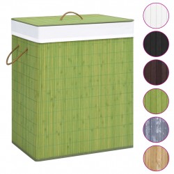 Бамбуков кош за пране, зелен, 83 л