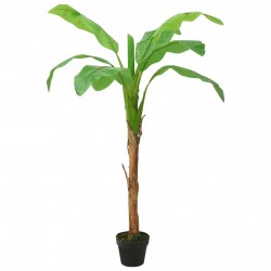 Изкуствено бананово дърво със саксия, 125 см, зелено