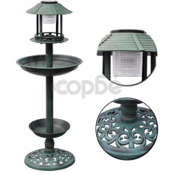 Вана за птици с хранилка и соларна лампа
