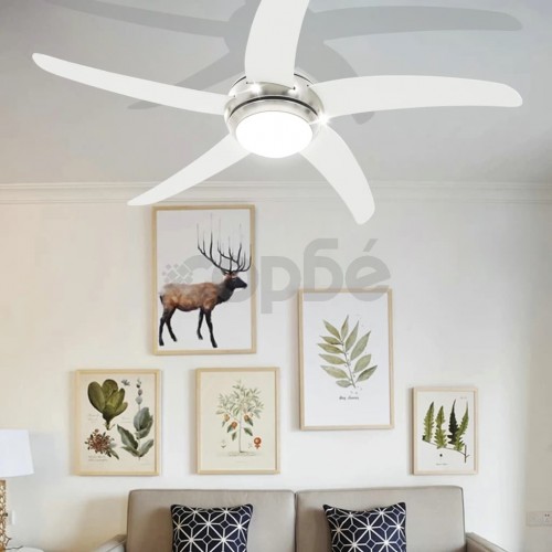 Декоративен вентилатор за таван с осветление, 128 см, бял