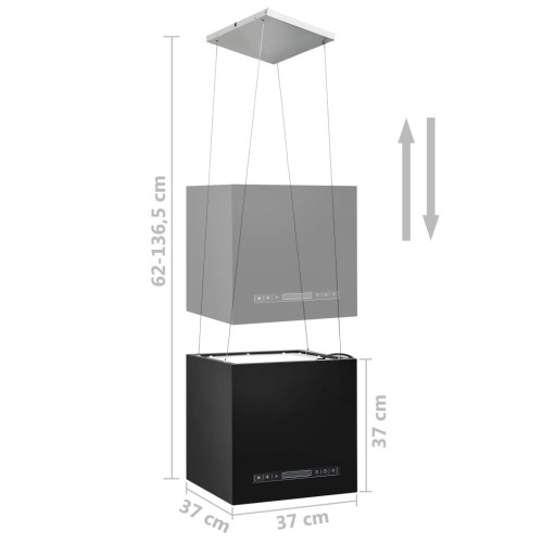 Висящ аспиратор остров LCD сензор 37 см прахово покрита стомана Висящ аспиратор остров LCD сензор 37 см прахово покрита стомана