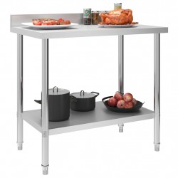 Кухненска работна маса с панел 100x60x93 см неръждаема стомана