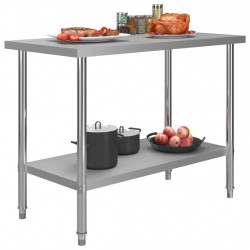 Кухненска работна маса, 120x60x85 см, неръждаема стомана 