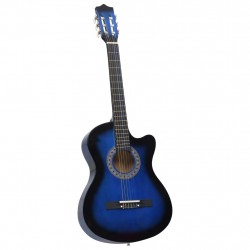 Уестърн акустична cutaway китара с 6 струни, син нюанс, 38