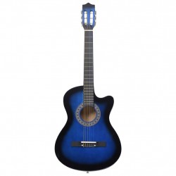 Уестърн акустична cutaway китара с 6 струни, син нюанс, 38