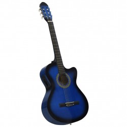 Уестърн акустична cutaway китара с еквалайзер, 6 струни, синя   