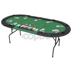 Сгъваема покер маса за 9 играчи, овална, зелена