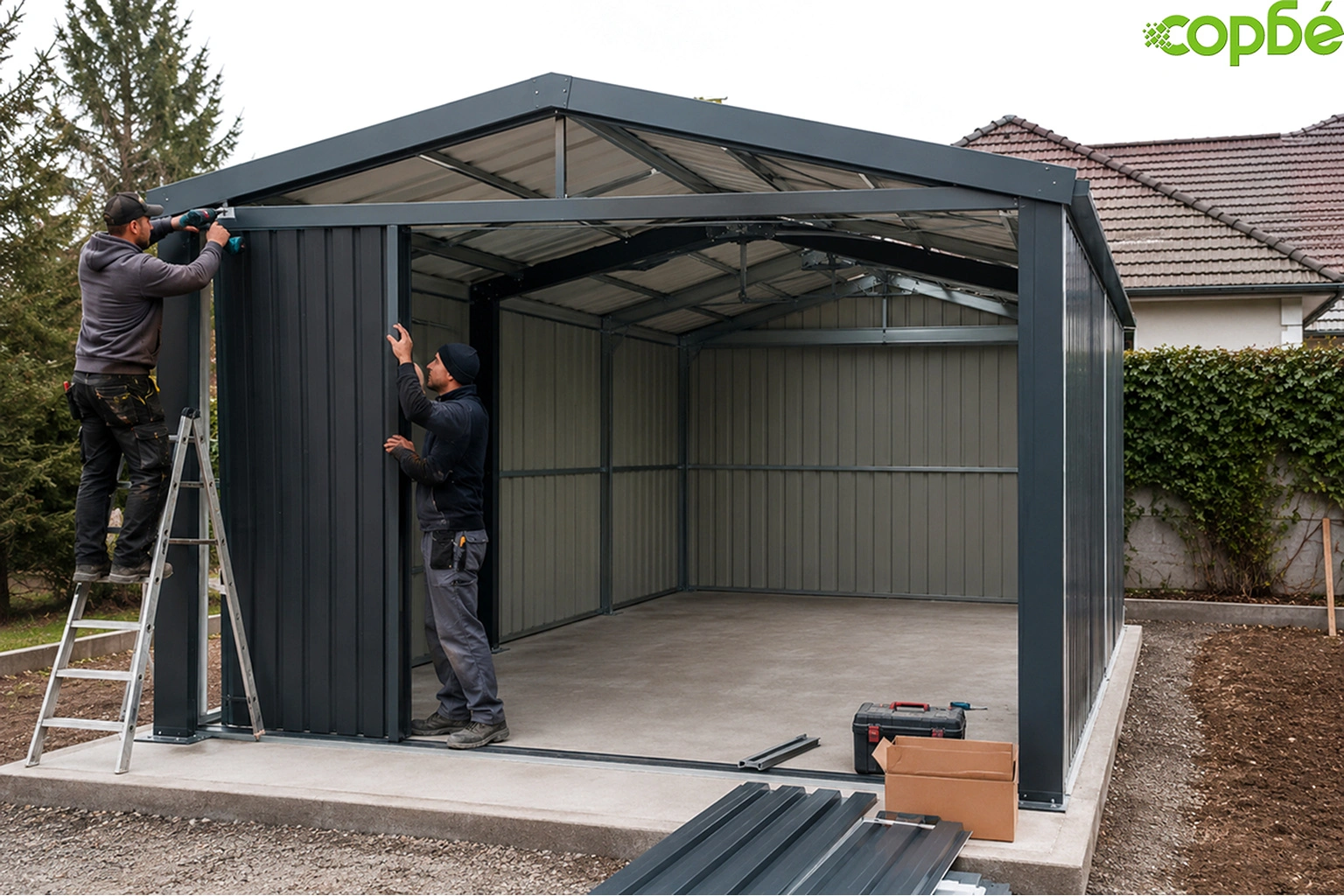 Монтаж на сглобяем гараж