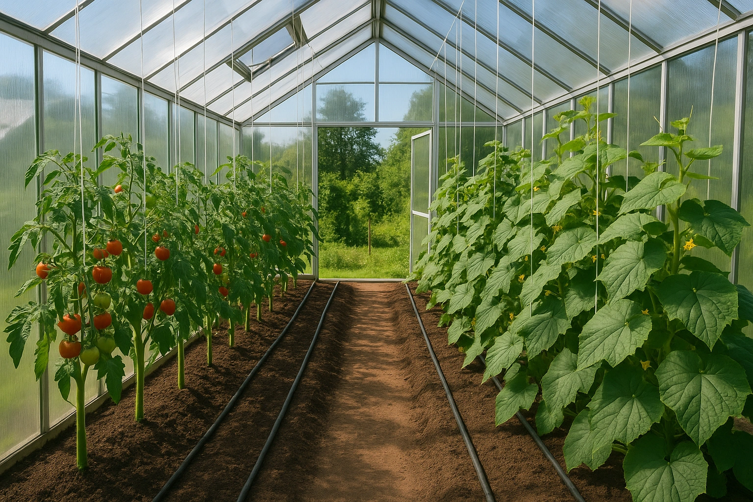 Домати и краставици в оранжерия