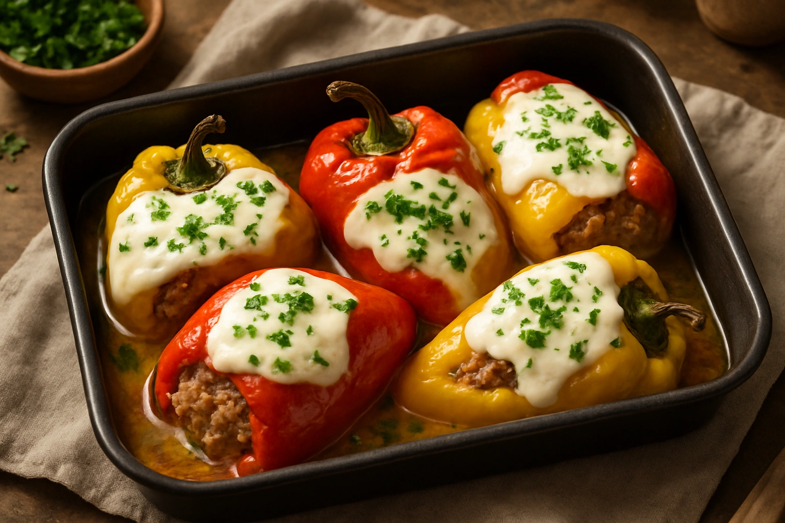 Класически пълнени чушки с кайма и ориз на фурна