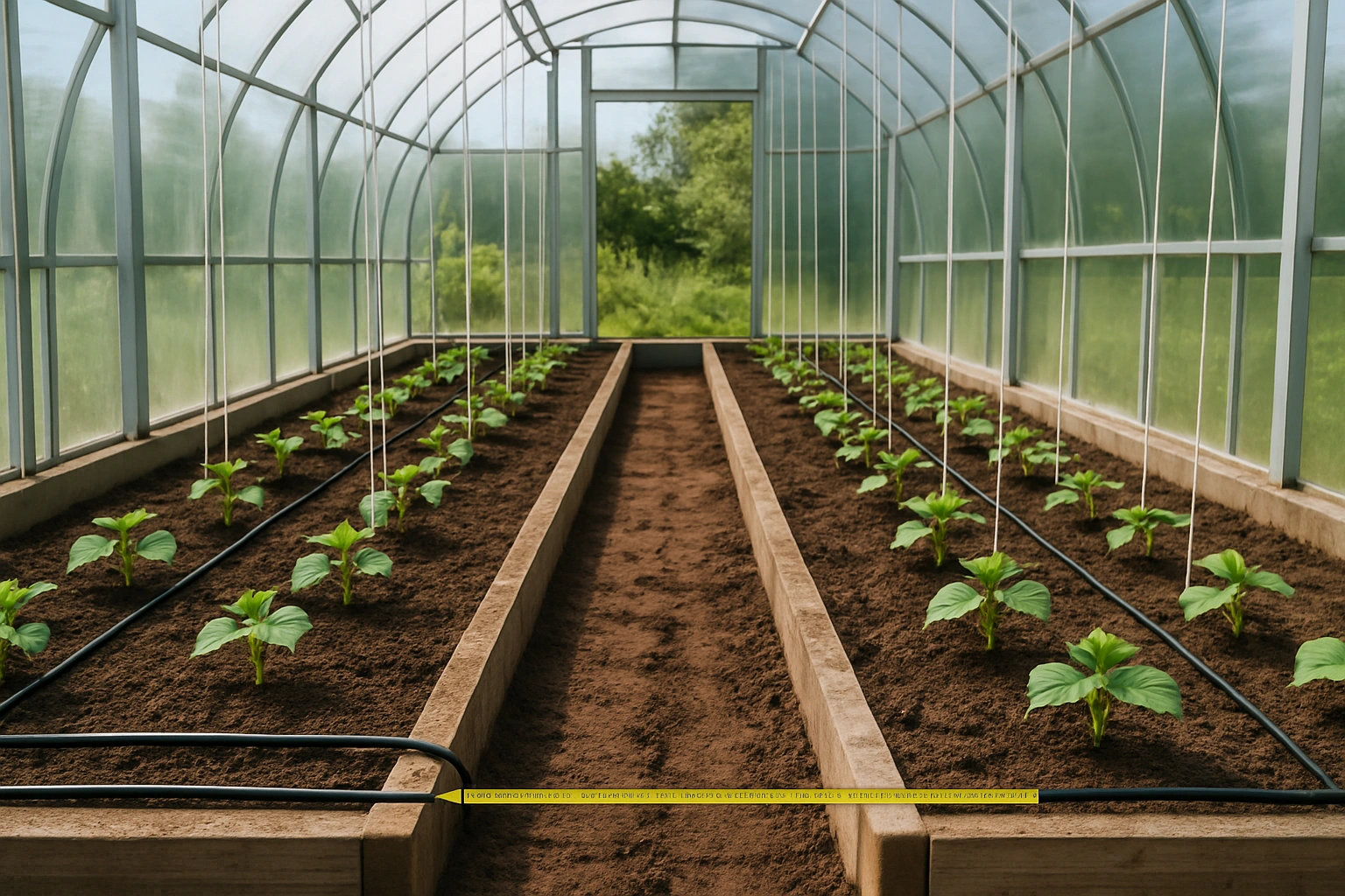 На какво разстояние се садят краставици в оранжерия ?