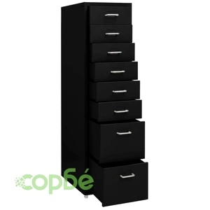 Мобилен офис шкаф, черен, 28x41x109 см, метал