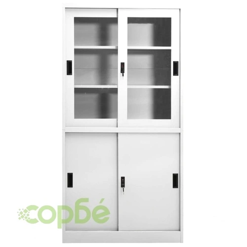 Офис шкаф с плъзгаща се врата, светлосив, 90x40x180 см, стомана ➤ топ цена ➤ sorbe.bg