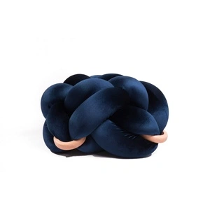 Пуф табуретка тъмно-синьо кадифе
