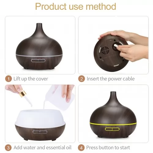 Овлажнител и ароматизатор 400ml капацитет, без тампон, с таймер, LED осветление и дистанционно управление ➤ топ цена ➤ sorbe.bg