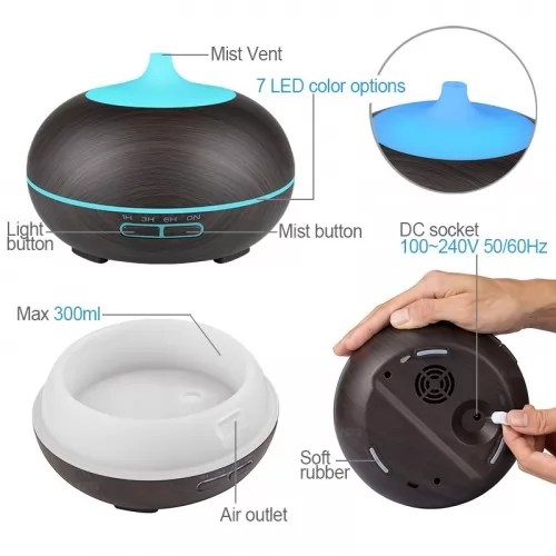 Овлажнител и ароматизатор 400ml капацитет, без тампон, с таймер, LED осветление и дистанционно управление ➤ топ цена ➤ sorbe.bg