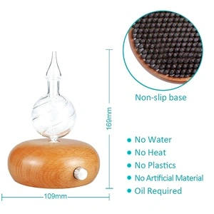 Изпарител за етерични масла небюлайзер от естествено дърво и стъкло