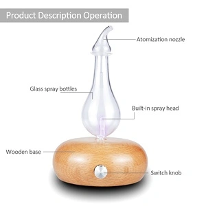 Изпарител за етерични масла небюлайзер от естествено дърво и стъкло
