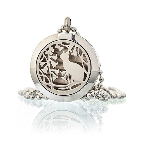 Aromatherapy Jewellery Necklace - Cat and Flowers 25mm ➤ топ цена ➤ sorbe.bg