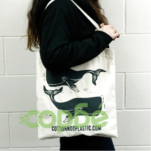Lrg Natural 6oz Cotton Bag 38x42cm - WHALES ➤ топ цена ➤ sorbe.bg