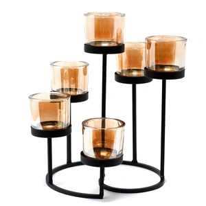 Centrepiece Iron Votive Candle Holder - 6 Cup Circule Tree