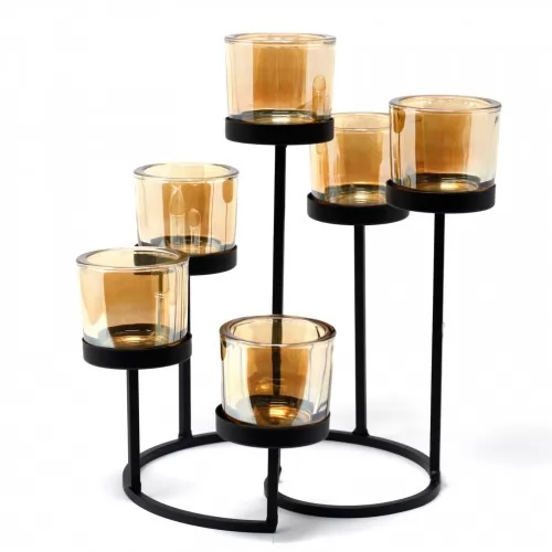 Centrepiece Iron Votive Candle Holder - 6 Cup Circule Tree ➤ топ цена ➤ sorbe.bg