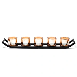 Centrepiece Iron Votive Candle Holder - 5 Cup Ledge