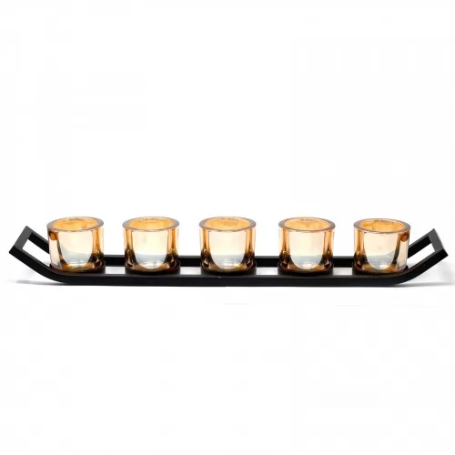 Centrepiece Iron Votive Candle Holder - 5 Cup Ledge ➤ топ цена ➤ sorbe.bg