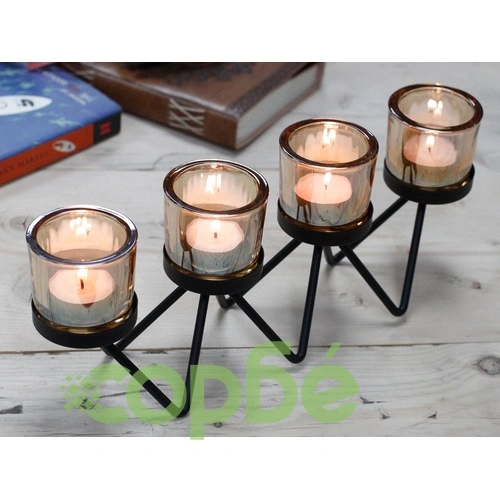 Centrepiece Iron Votive Candle Holder - 4 Cup Zig Zag ➤ топ цена ➤ sorbe.bg