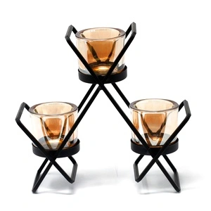 Centrepiece Iron Votive Candle Holder - 3 Cup Triangle