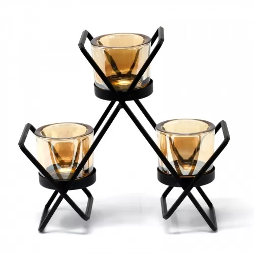 Centrepiece Iron Votive Candle Holder - 3 Cup Triangle ➤ топ цена ➤ sorbe.bg