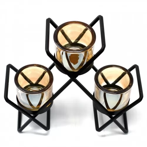 Centrepiece Iron Votive Candle Holder - 3 Cup Triangle ➤ топ цена ➤ sorbe.bg