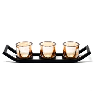 Centrepiece Iron Votive Candle Holder - 3 Cup Ledge