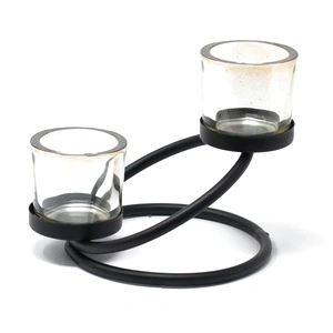 Centrepiece Iron Votive Candle Holder - 2 Cup Double Step