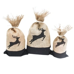 Danish Pouch Set of 3 - Black and Raindeer
