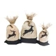Danish Pouch Set of 3 - Black and Raindeer