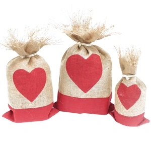 Danish Pouch Set of 3 - Red and Heart