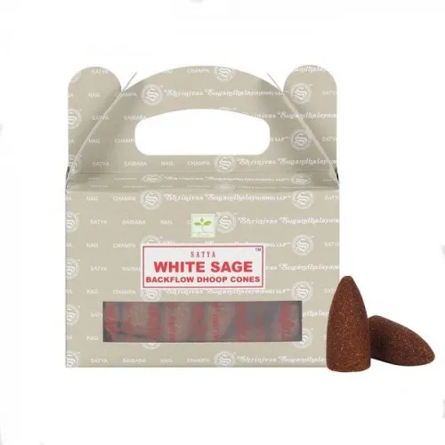 Satya Backflow Dhoop Cones - White Sage (24pcs) ➤ топ цена ➤ sorbe.bg