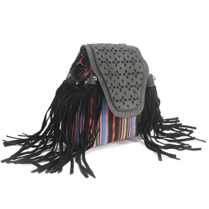 Venetian - Black Stripy With Fringe